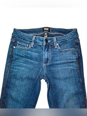 Paige Denim Verdugo Ultra Skinny Jeans with Chain Detail in Blue Wash Women’s 27